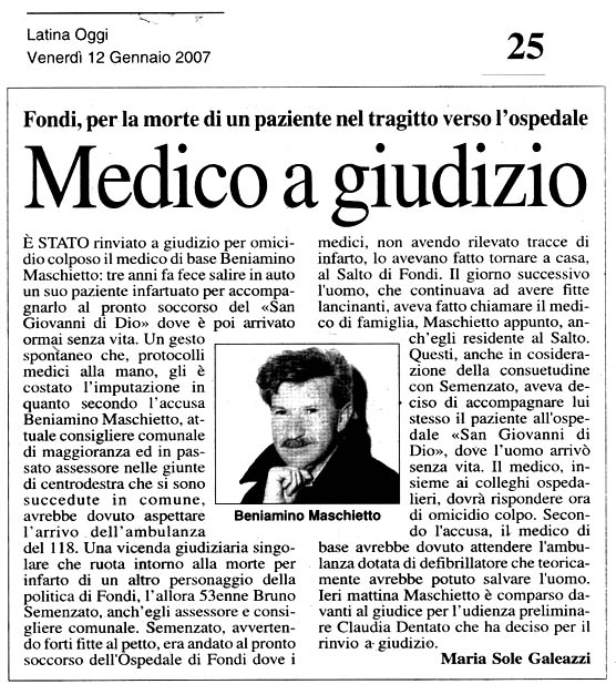 Latina Oggi 12.01.2007 Rassegna stampa sanita' provincia Latina Ordine Medici Latina