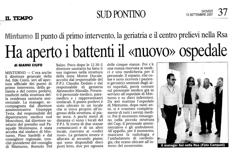 Il Messaggero 13.09.2007 Rassegna stampa sanita' provincia Latina Ordine Medici Latina