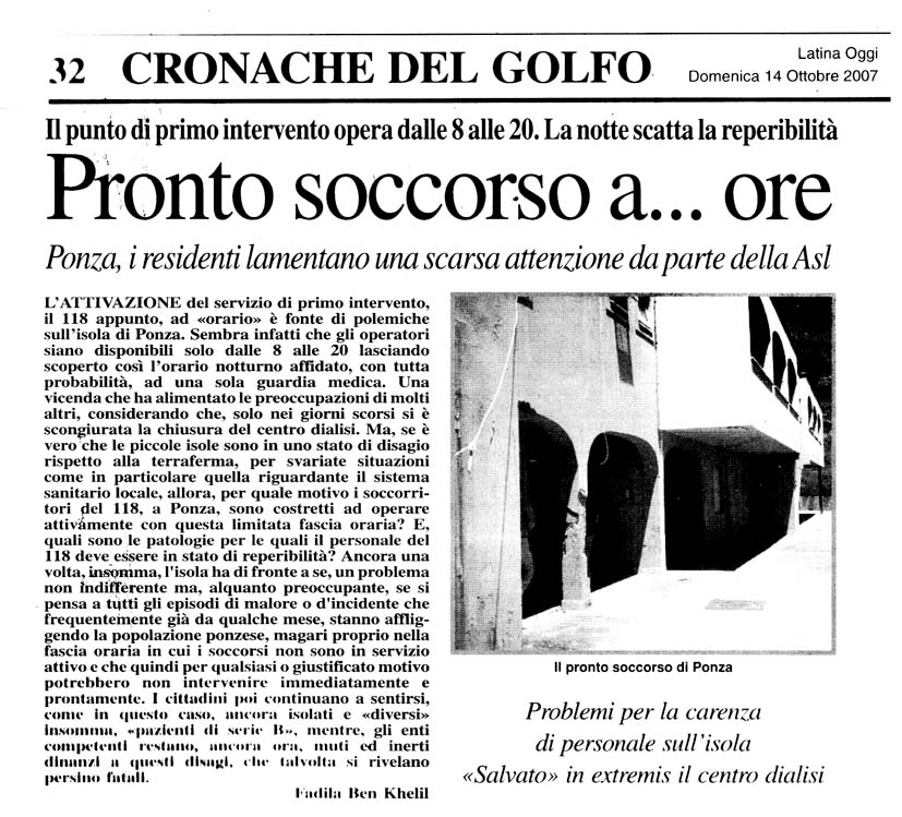 Latina Oggi 14.10.2007 Rassegna stampa sanita' provincia Latina Ordine Medici Latina