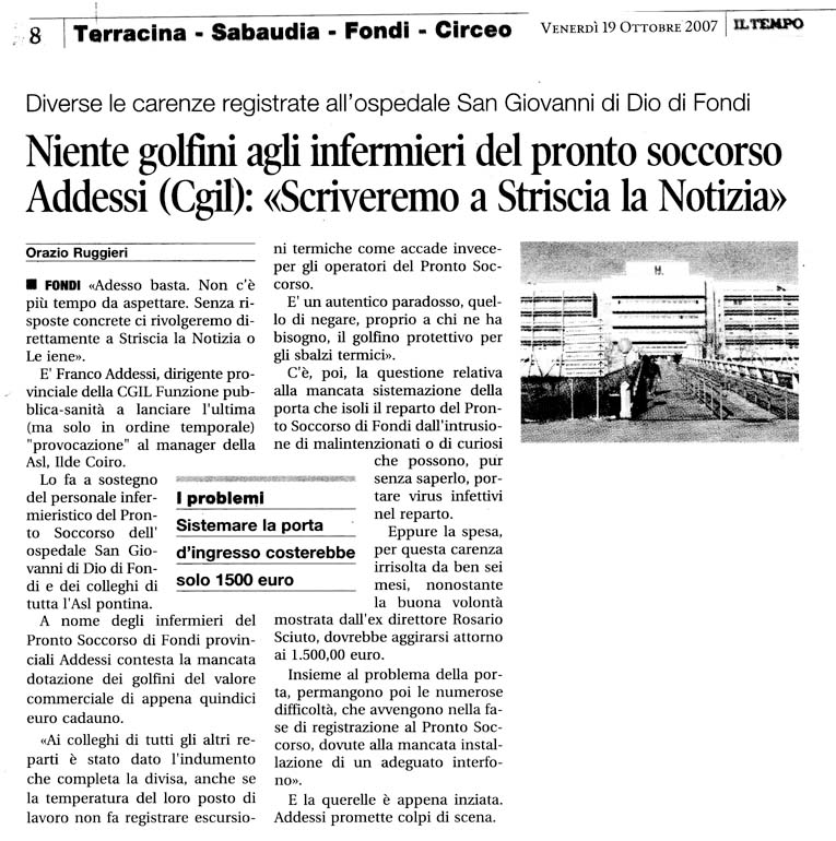 Il Tempo 19.10.2007 Rassegna stampa sanita' provincia Latina Ordine Medici Latina