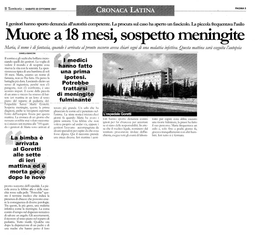 Il Territorio 20.10.2007 Rassegna stampa sanita' provincia Latina Ordine Medici Latina