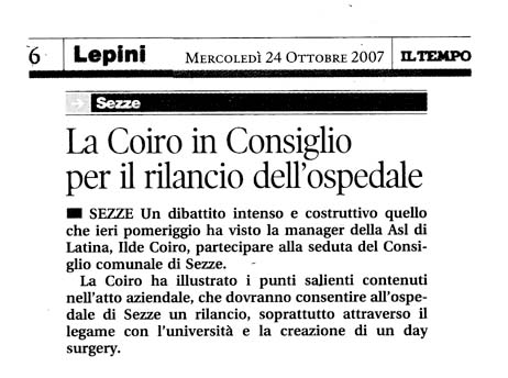 Il Tempo 24.10.2007 Rassegna stampa sanita' provincia Latina Ordine Medici Latina