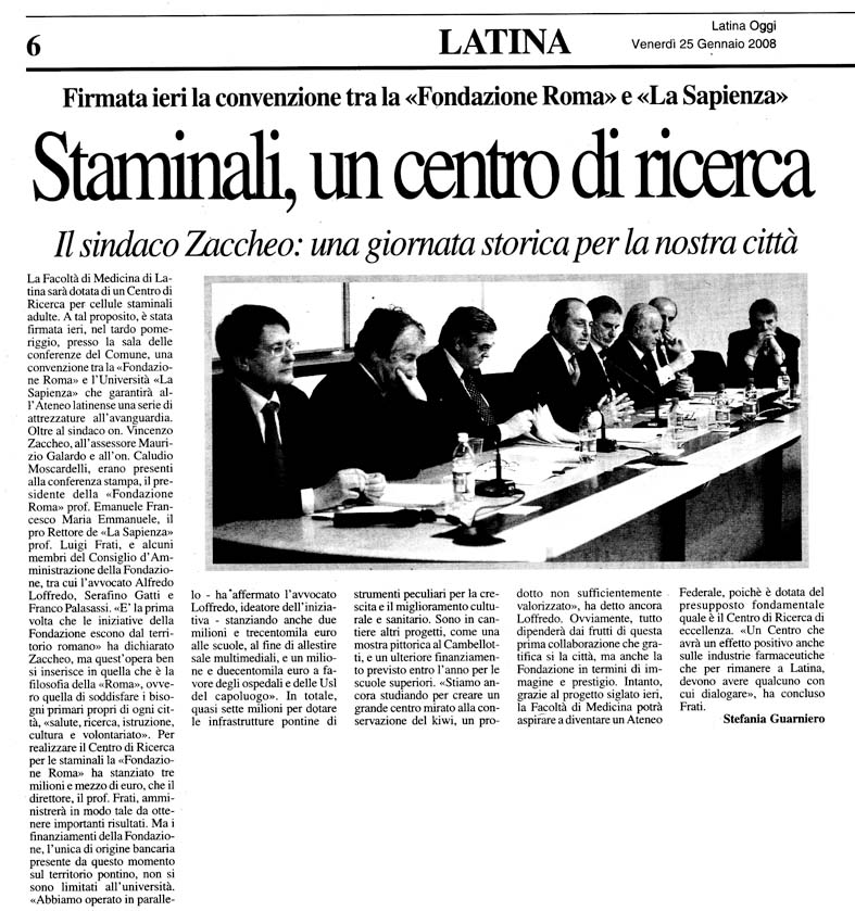Latina Oggi 25.01.2008 Rassegna stampa sanita' provincia Latina Ordine Medici Latina
