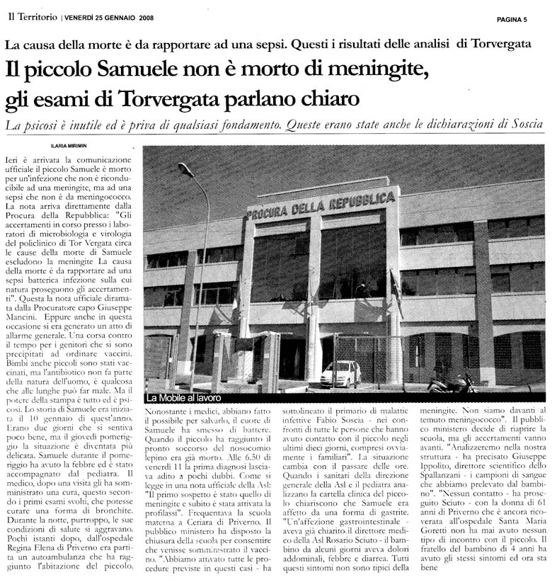 Il Territorio 25.01.2008 Rassegna stampa sanita' provincia Latina Ordine Medici Latina