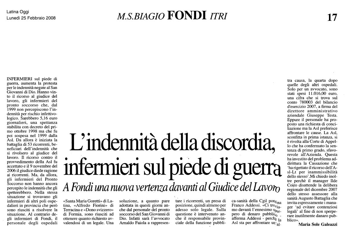 Latina Oggi 25.02.2008 Rassegna stampa sanita' provincia Latina Ordine Medici Latina