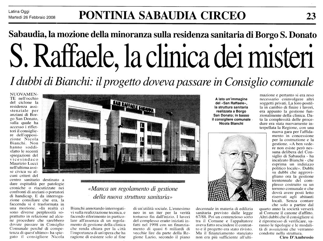 Latina Oggi 26.02.2008 Rassegna stampa sanita' provincia Latina Ordine Medici Latina