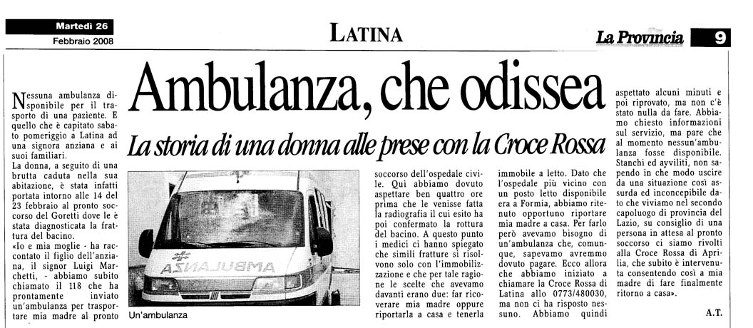 La Provincia 26.02.2008 Rassegna stampa sanita' provincia Latina Ordine Medici Latina