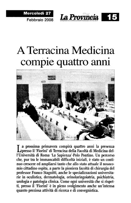 La Provincia 27.02.2008 Rassegna stampa sanita' provincia Latina Ordine Medici Latina