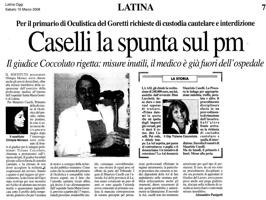 Latina Oggi 15.03.2008 Rassegna stampa sanita' provincia Latina Ordine Medici Latina