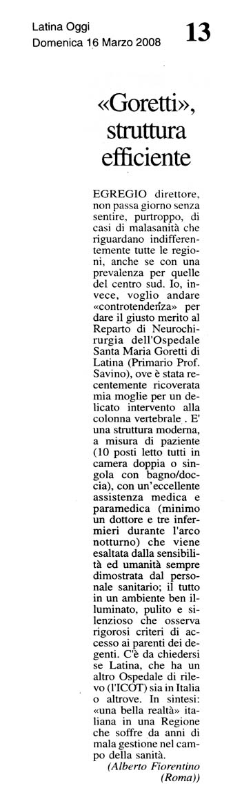 Latina Oggi 16.03.2008 Rassegna stampa sanita' provincia Latina Ordine Medici Latina