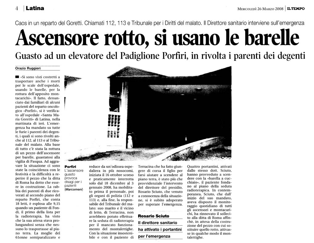 Il Tempo 26.03.2008 Rassegna stampa sanita' provincia Latina Ordine Medici Latina