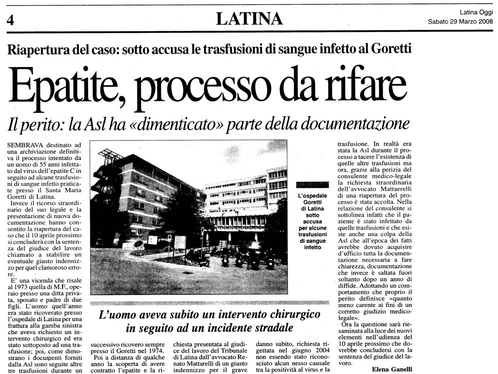 Latina Oggi 29.03.2008 Rassegna stampa sanita' provincia Latina Ordine Medici Latina