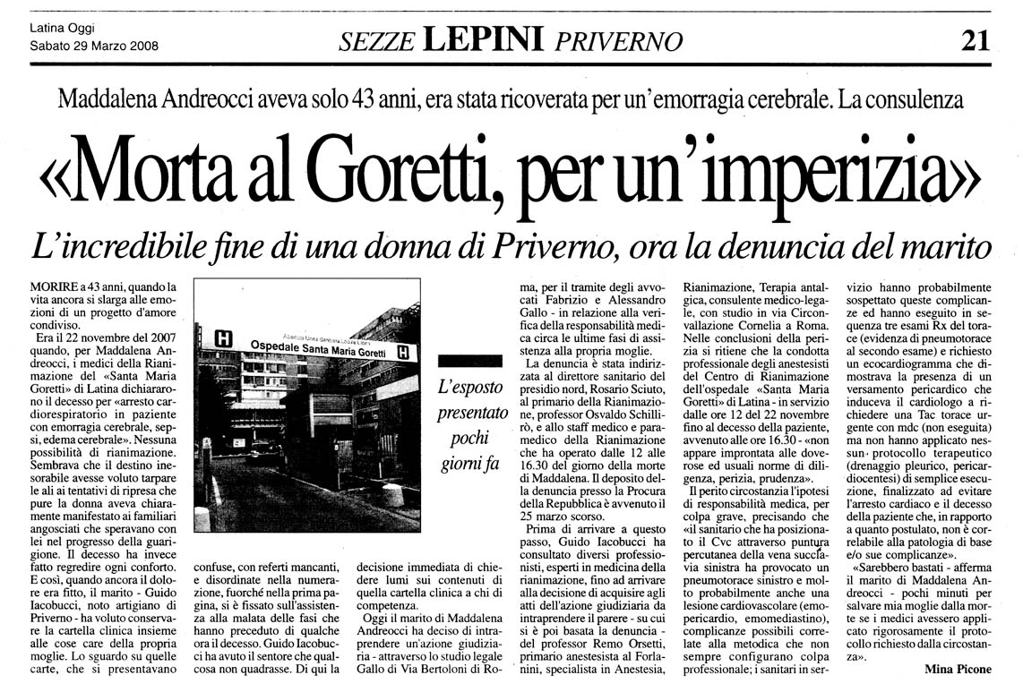 Latina Oggi 29.03.2008 Rassegna stampa sanita' provincia Latina Ordine Medici Latina