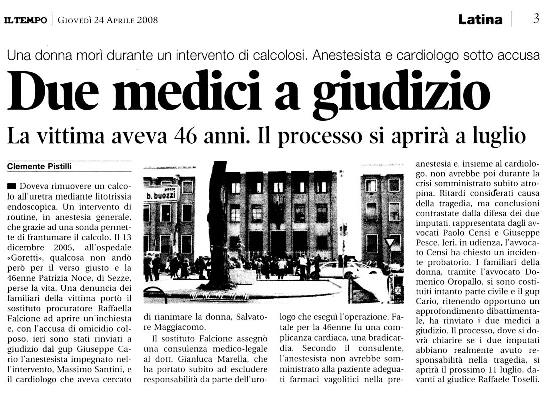 Il Tempo 24.04.2008 Rassegna stampa sanita' provincia Latina Ordine Medici Latina