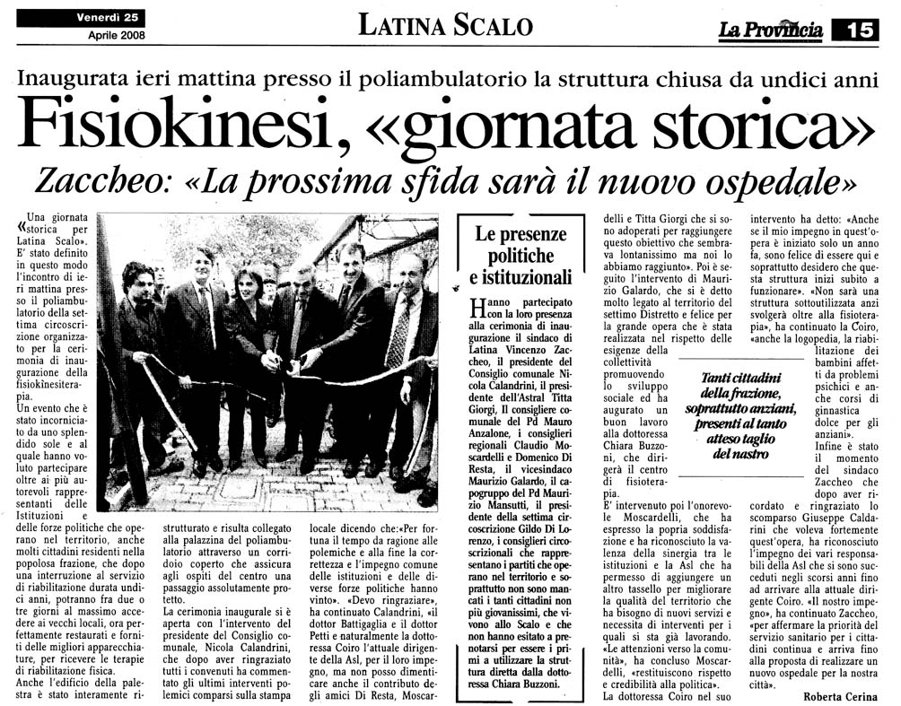 La Provincia 25.04.2008 Rassegna stampa sanita' provincia Latina Ordine Medici Latina