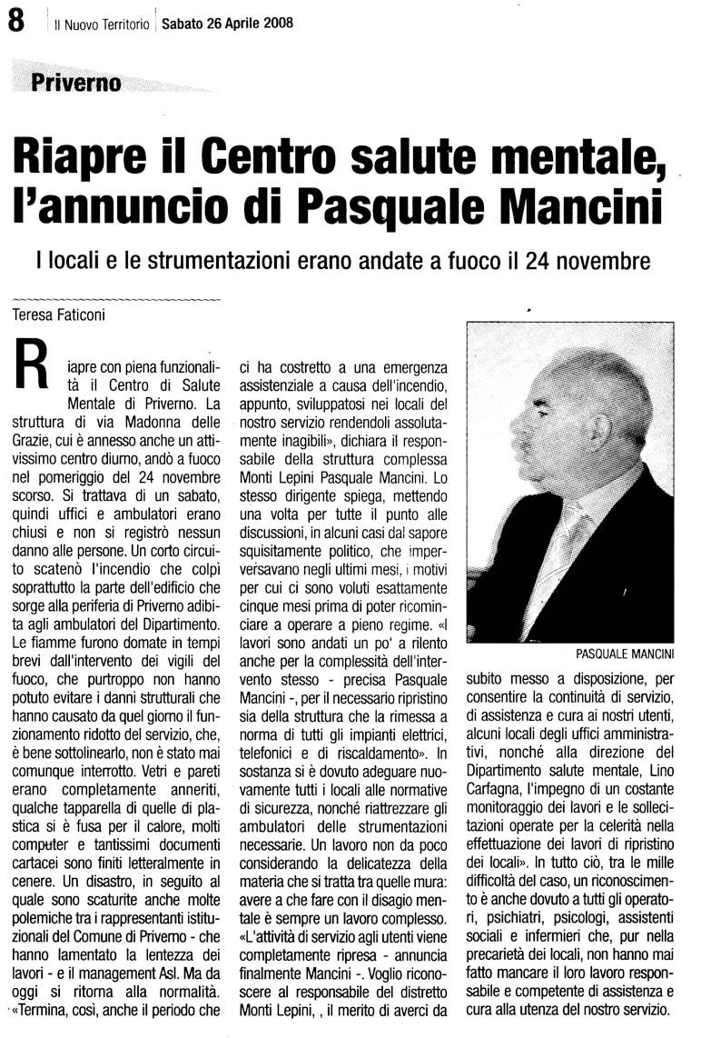 Il Tempo 25.04.2008 Rassegna stampa sanita' provincia Latina Ordine Medici Latina