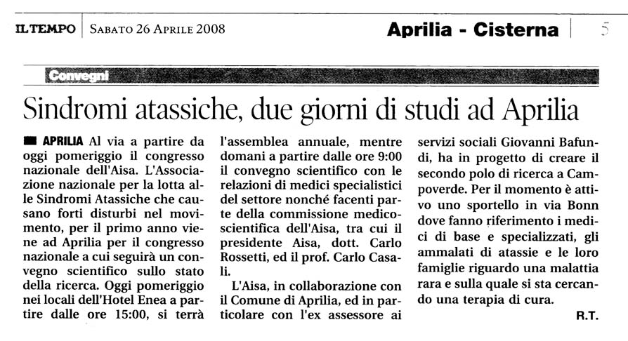 Il Tempo 26.04.2008 Rassegna stampa sanita' provincia Latina Ordine Medici Latina