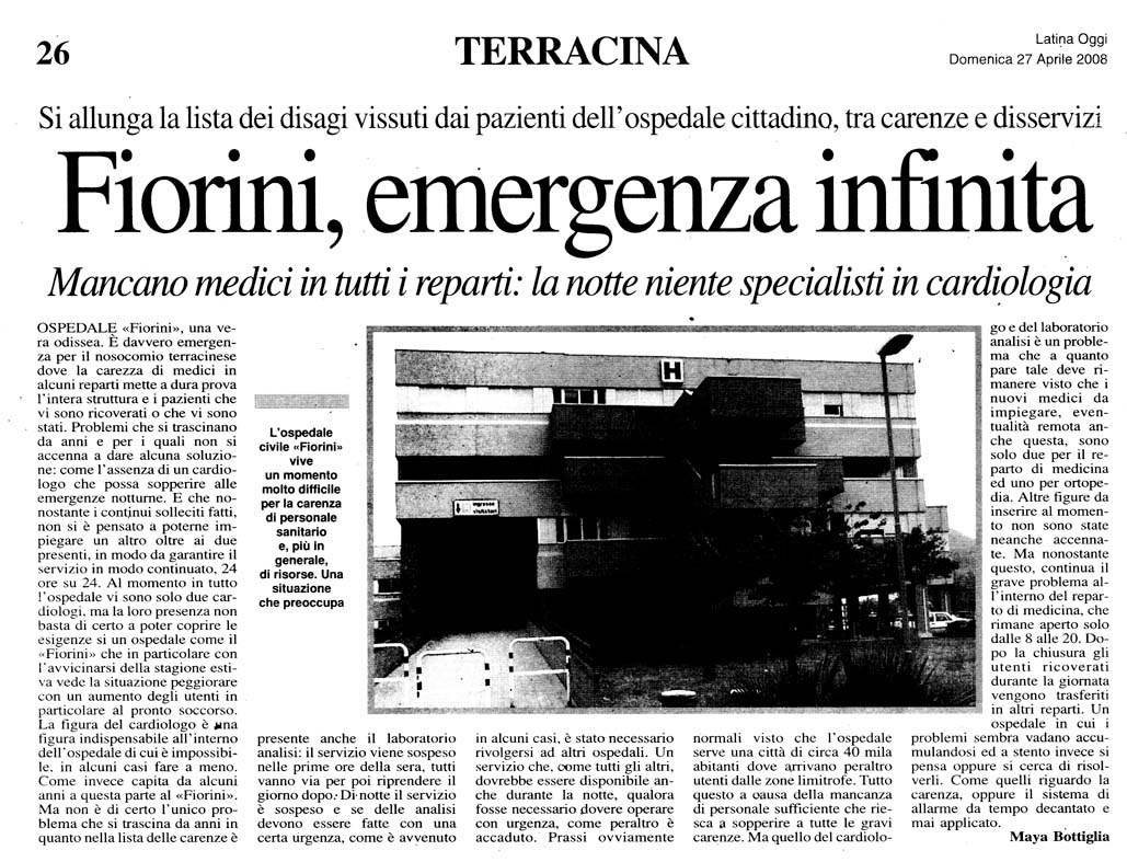 Latina Oggi 27.04.2008 Rassegna stampa sanita' provincia Latina Ordine Medici Latina
