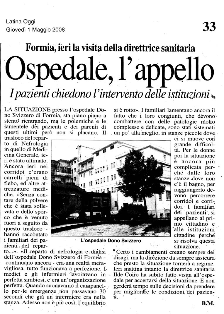 Latina Oggi 01.05.2008 Rassegna stampa sanita' provincia Latina Ordine Medici Latina
