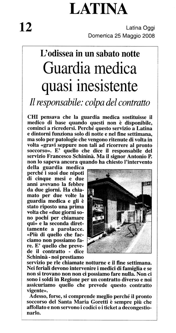 Latina Oggi 25.05.2008 Rassegna stampa sanita' provincia Latina Ordine Medici Latina