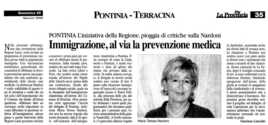 La Provincia 25.05.2008 Rassegna stampa sanita' provincia Latina Ordine Medici Latina