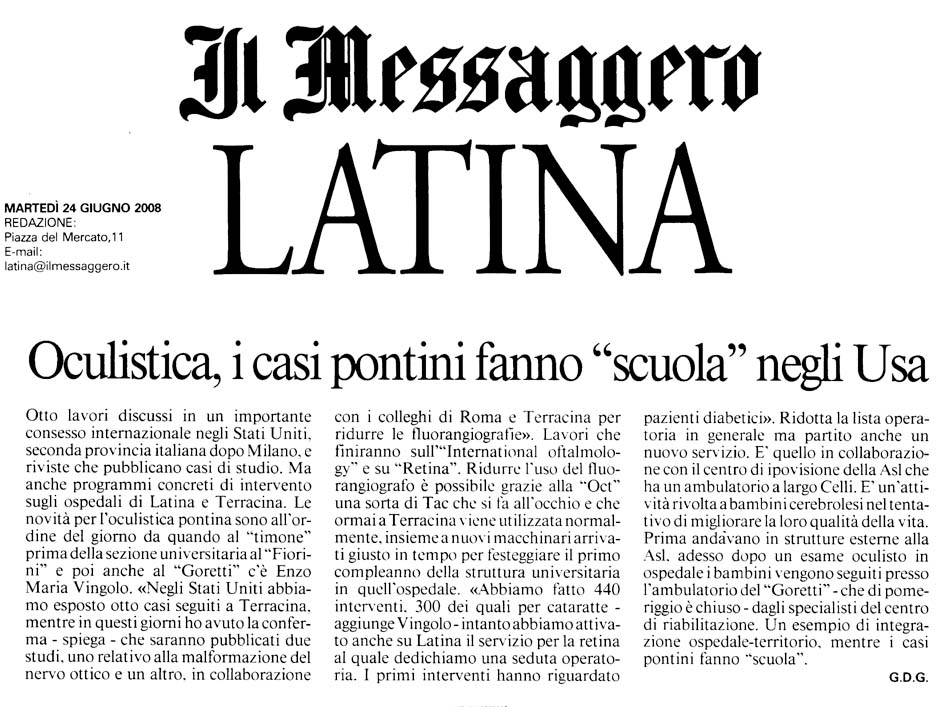 Il Messaggero 24.06.2008 Rassegna stampa sanita' provincia Latina Ordine Medici Latina