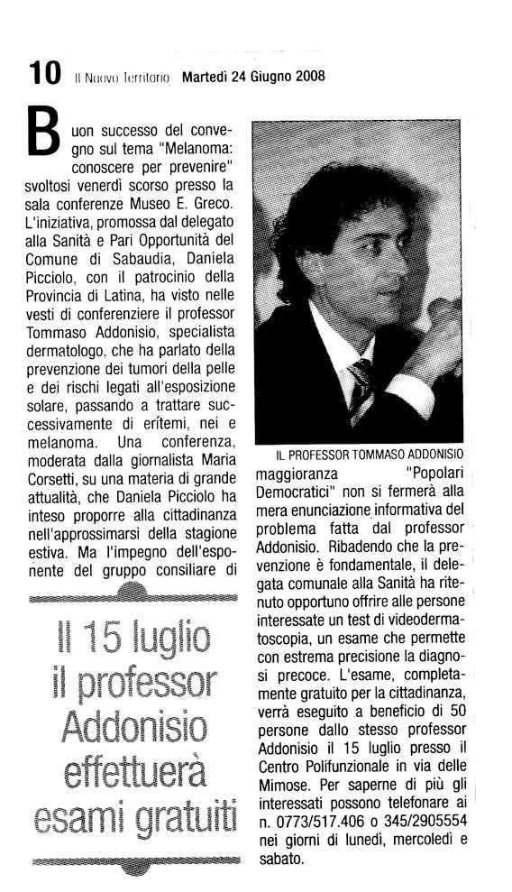 Il Territorio 24.06.2008 Rassegna stampa sanita' provincia Latina Ordine Medici Latina