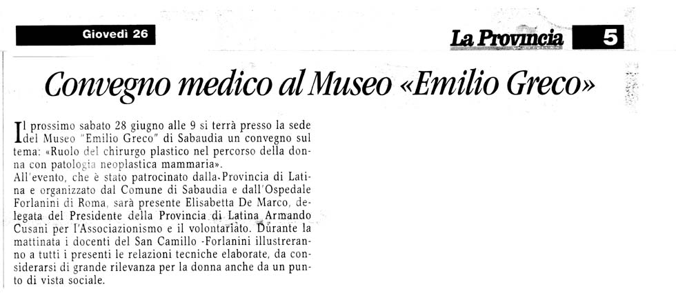 La Provincia 26.06.2008 Rassegna stampa sanita' provincia Latina Ordine Medici Latina