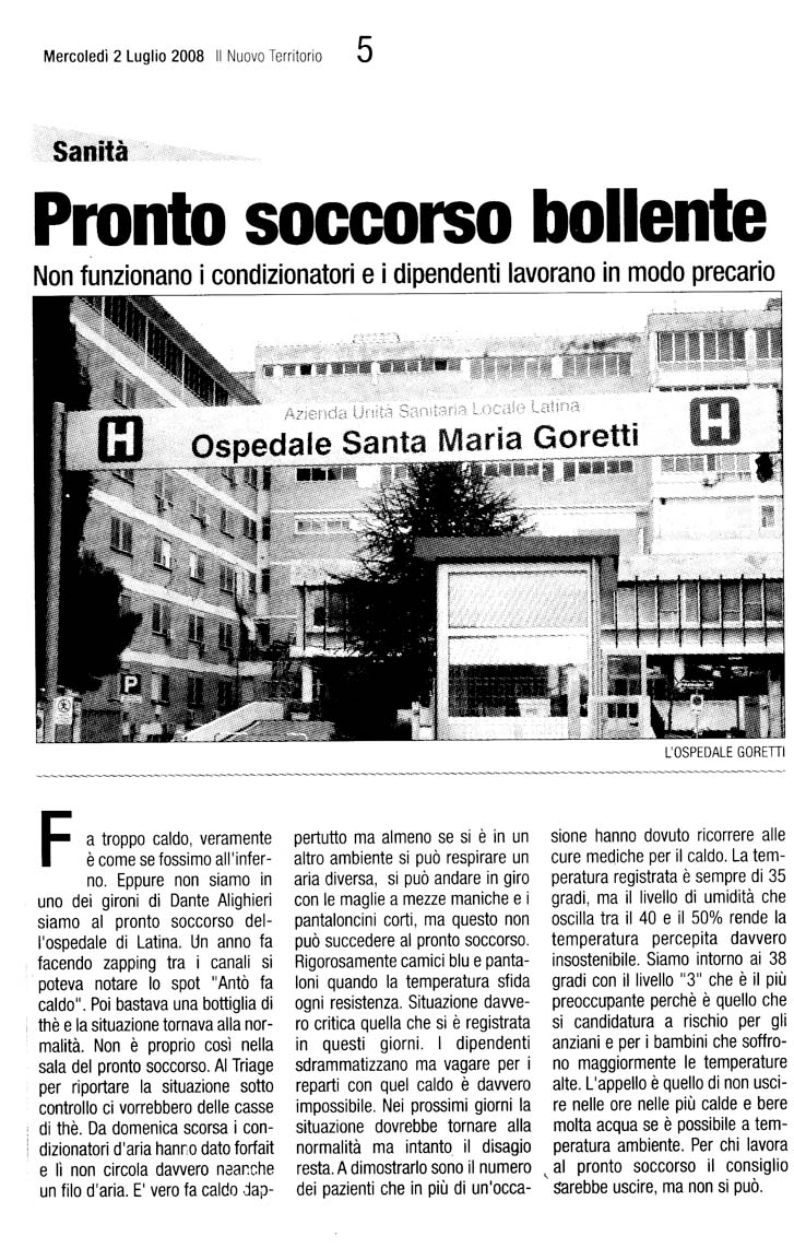 Il Territorio 02.07.2008 Rassegna stampa sanita' provincia Latina Ordine Medici Latina