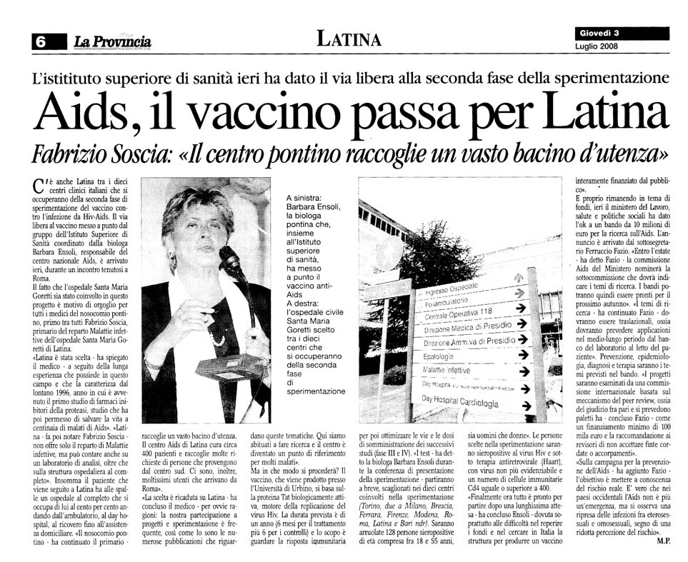La Provincia 03.07.2008 Rassegna stampa sanita' provincia Latina Ordine Medici Latina
