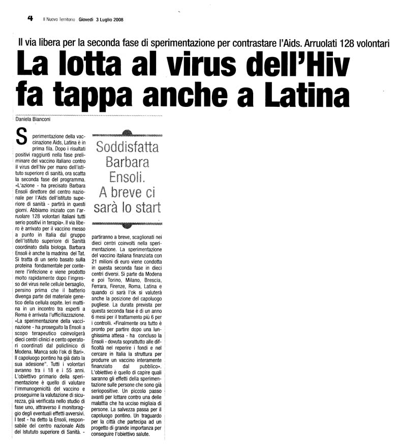Il Territorio 03.07.2008 Rassegna stampa sanita' provincia Latina Ordine Medici Latina