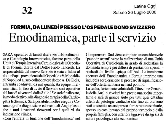 Latina Oggi 26.07.2008 Rassegna stampa sanita' provincia Latina Ordine Medici Latina