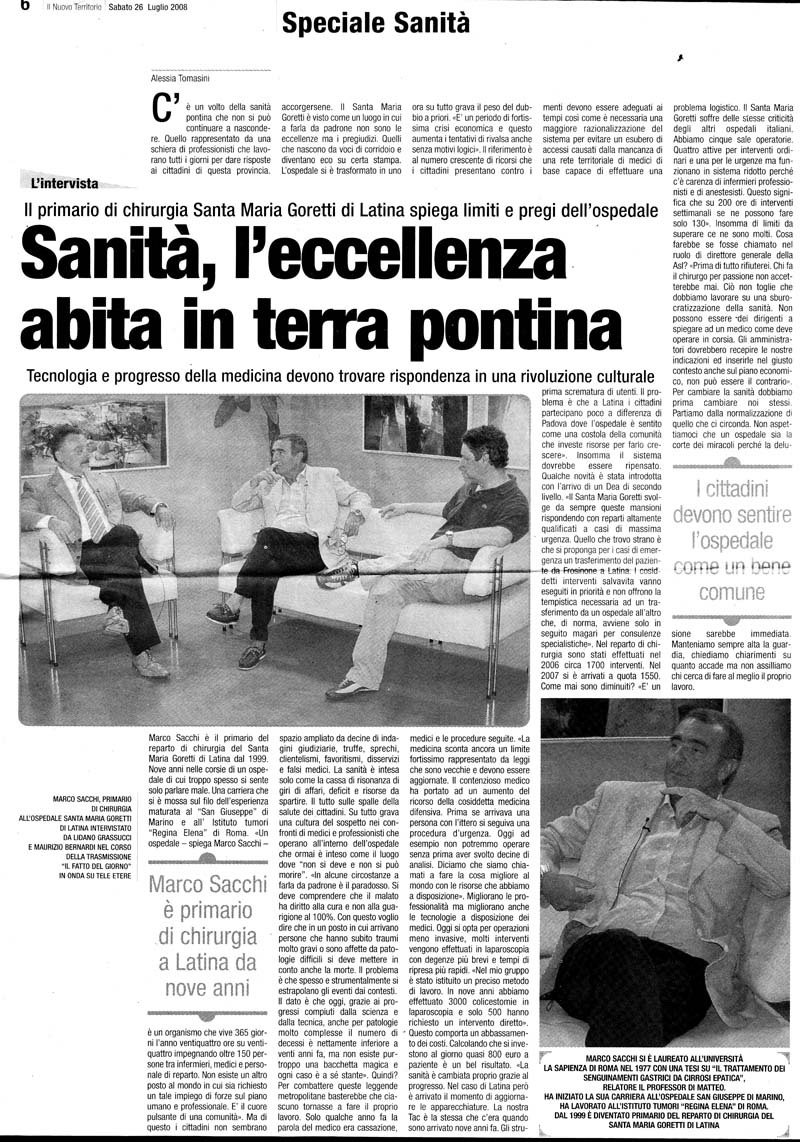 Il Territorio 26.07.2008 Rassegna stampa sanita' provincia Latina Ordine Medici Latina