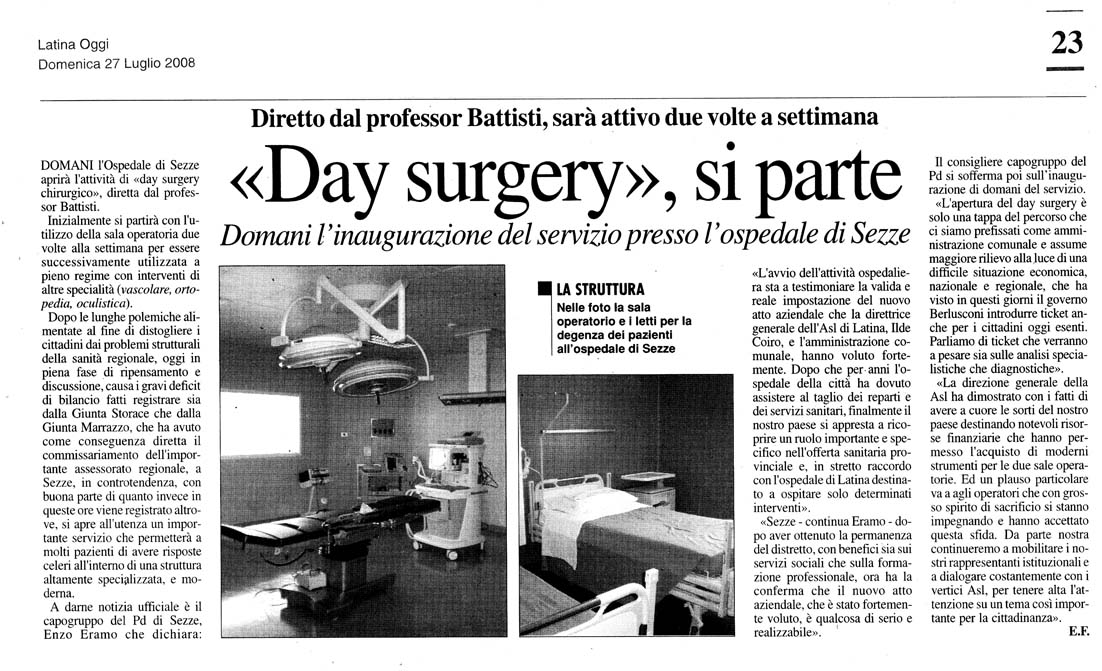 Latina Oggi 27.07.2008 Rassegna stampa sanita' provincia Latina Ordine Medici Latina