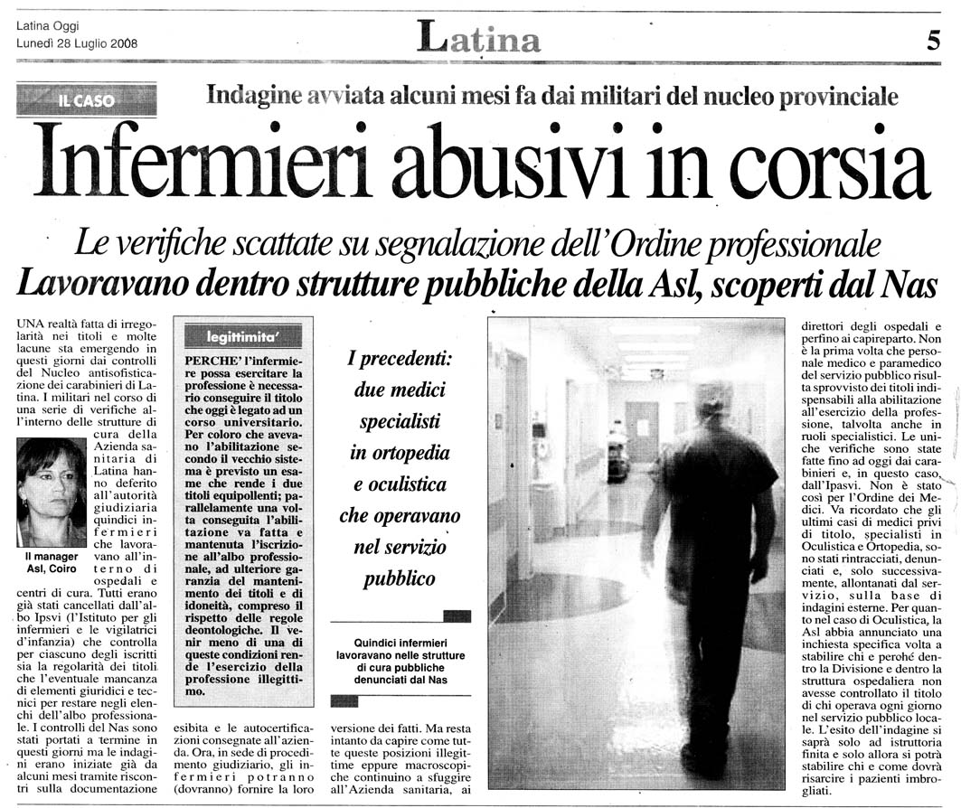 Latina Oggi 28.07.2008 Rassegna stampa sanita' provincia Latina Ordine Medici Latina