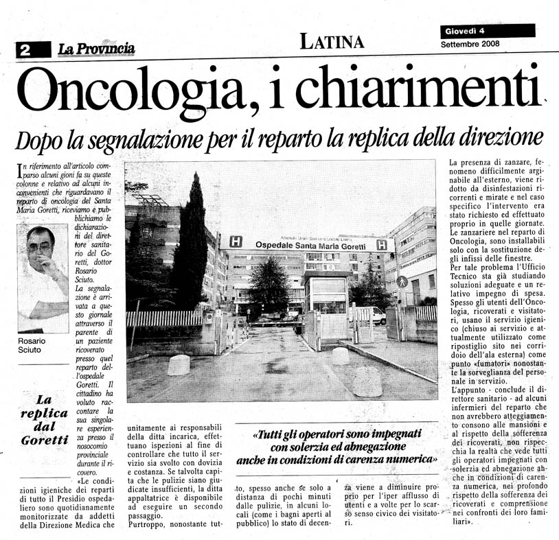 La Provincia 04.09.2008 Rassegna stampa sanita' provincia Latina Ordine Medici Latina