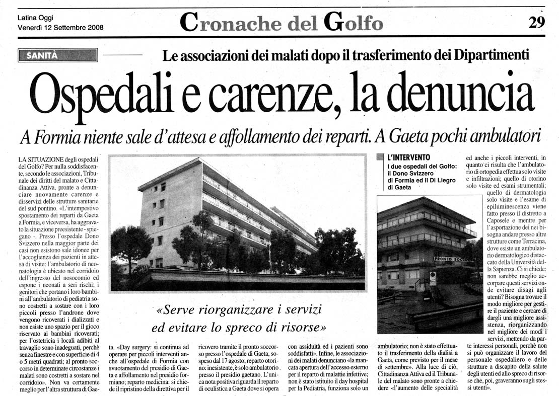 Latina Oggi 12.09.2008 Rassegna stampa sanita' provincia Latina Ordine Medici Latina