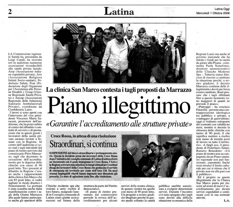 Latina Oggi 01.10.2008 Rassegna stampa sanita' provincia Latina Ordine Medici Latina