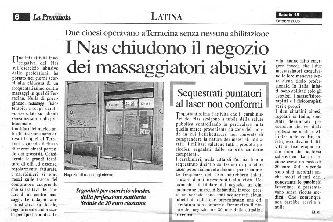 La Provincia 18.10.2008 Rassegna stampa sanita' provincia Latina Ordine Medici Latina