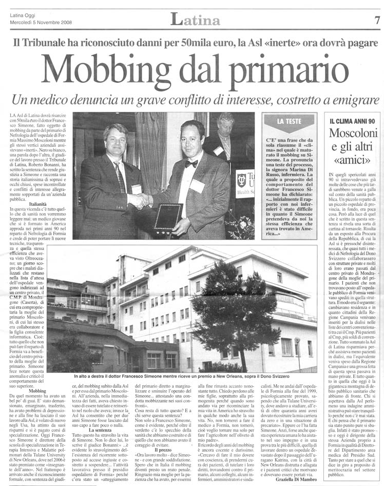 Latina Oggi 05.11.2008 Rassegna stampa sanita' provincia Latina Ordine Medici Latina