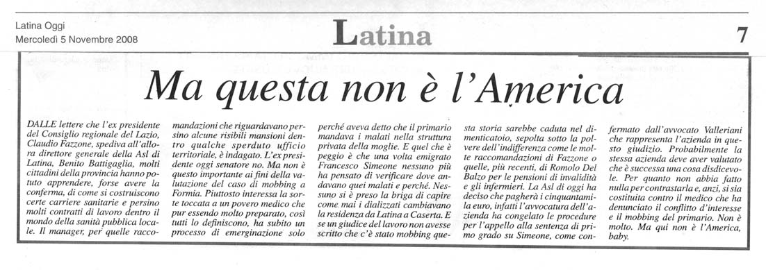 Latina Oggi 05.11.2008 Rassegna stampa sanita' provincia Latina Ordine Medici Latina