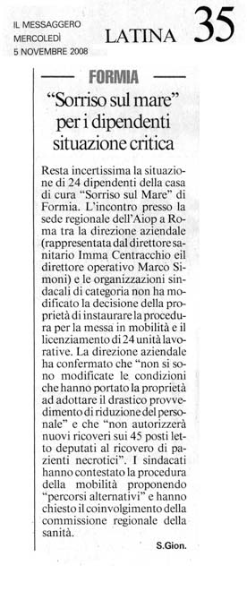 Il Messaggero 05.11.2008 Rassegna stampa sanita' provincia Latina Ordine Medici Latina