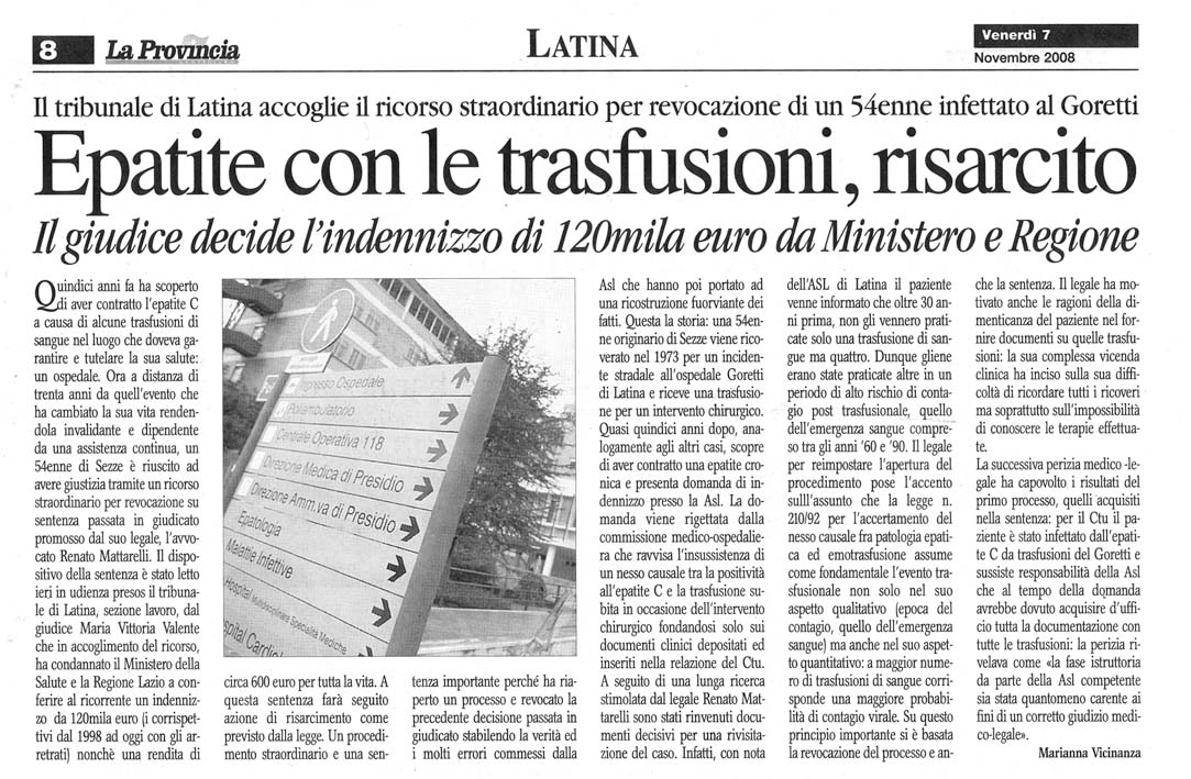 La Provincia 07.11.2008 Rassegna stampa sanita' provincia Latina Ordine Medici Latina