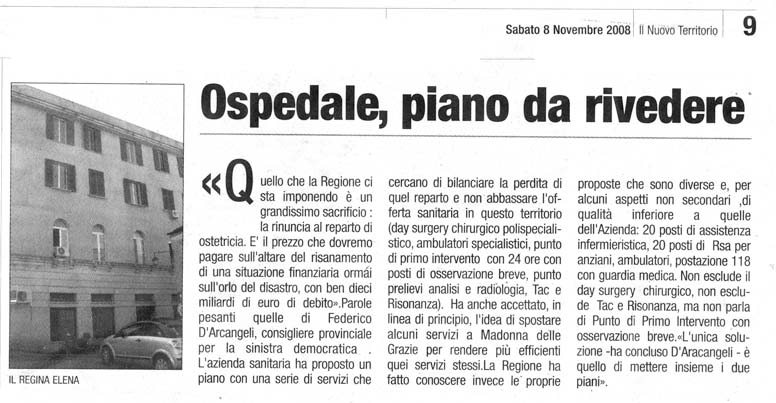 Il Territorio 08.11.2008 Rassegna stampa sanita' provincia Latina Ordine Medici Latina