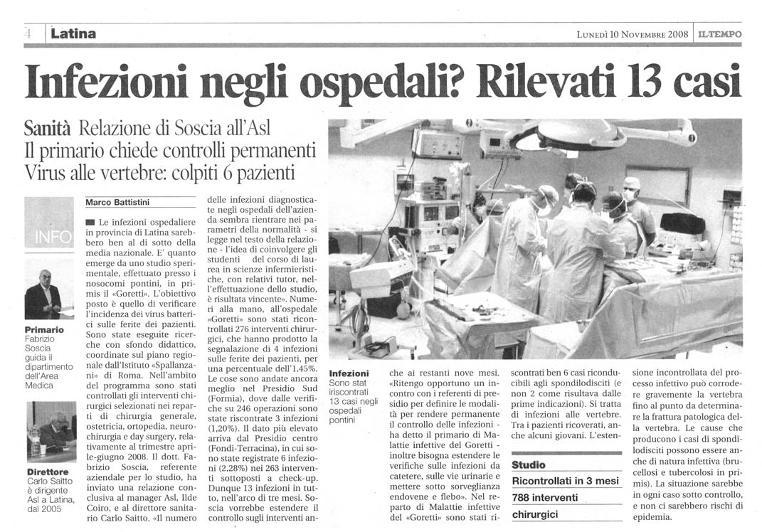 Il Tempo 10.11.2008 Rassegna stampa sanita' provincia Latina Ordine Medici Latina