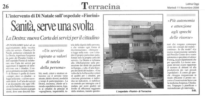 Latina Oggi 11.11.2008 Rassegna stampa sanita' provincia Latina Ordine Medici Latina