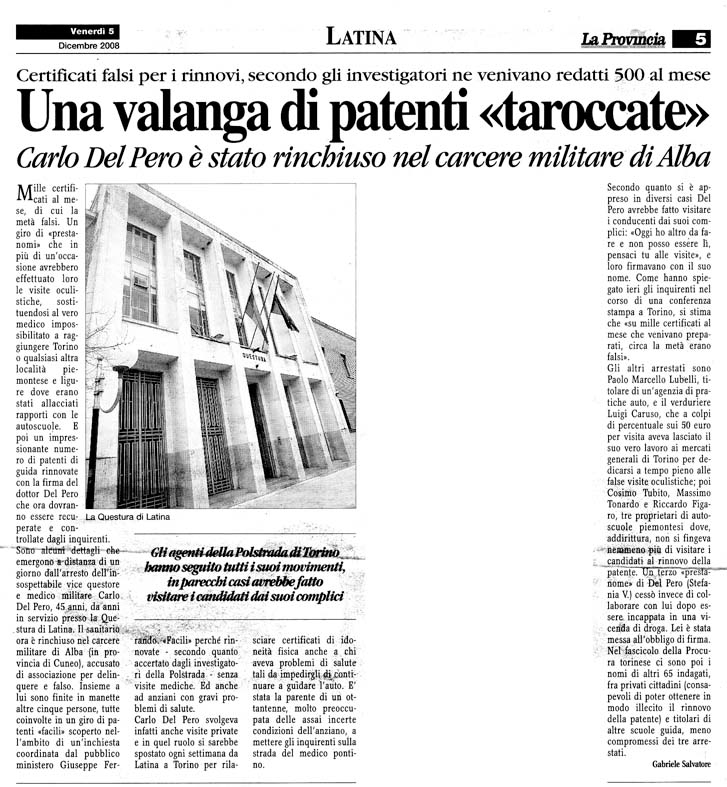 La Provincia 05.12.2008 Rassegna stampa sanita' provincia Latina Ordine Medici Latina