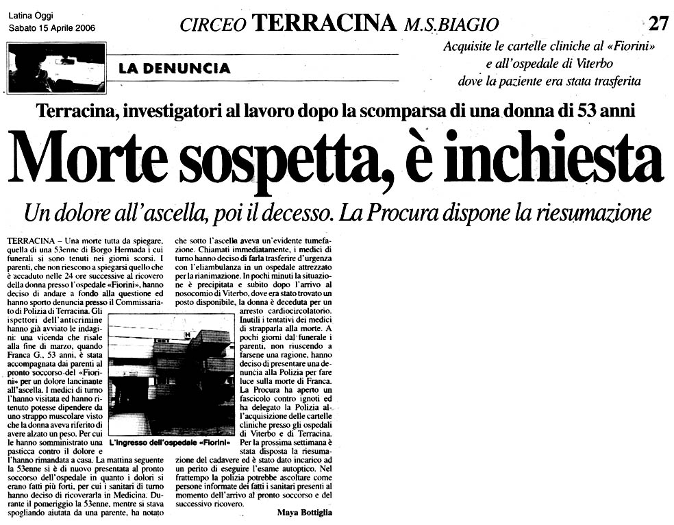 Latina Oggi 15.04.2006 Rassegna stampa sanita' provincia Latina Ordine Medici Latina