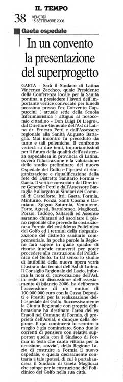 Il Tempo 15.09.2006 Rassegna stampa sanita' provincia Latina Ordine Medici Latina